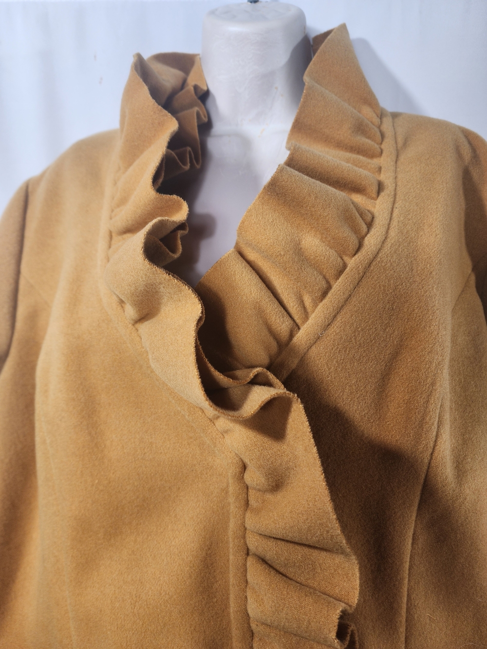 Womens Ruffled Front Jacket - Mustard - Picture 3 of 10